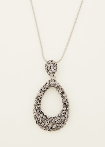 Phase Eight Sparkle Teardrop Long Pendant Jewellery Silver Australia | LQ4069271